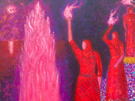Fire Feeders, The Burning Garden - painting by Jason Brooks